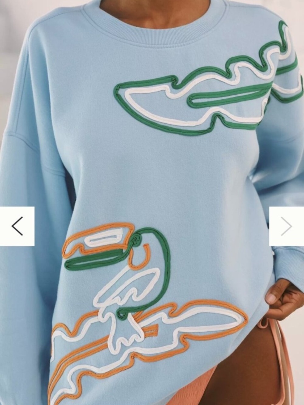 Anthropologie Celandine Embellished Crew-Neck Oversized Sweatshirt-XXS/XS